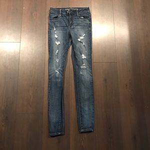 American Eagle high rise ripped jeans